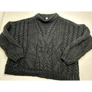 Aerie Black Thick Chuncky Oversized Sweater in Women's XS Crew Neck Long Sleeves